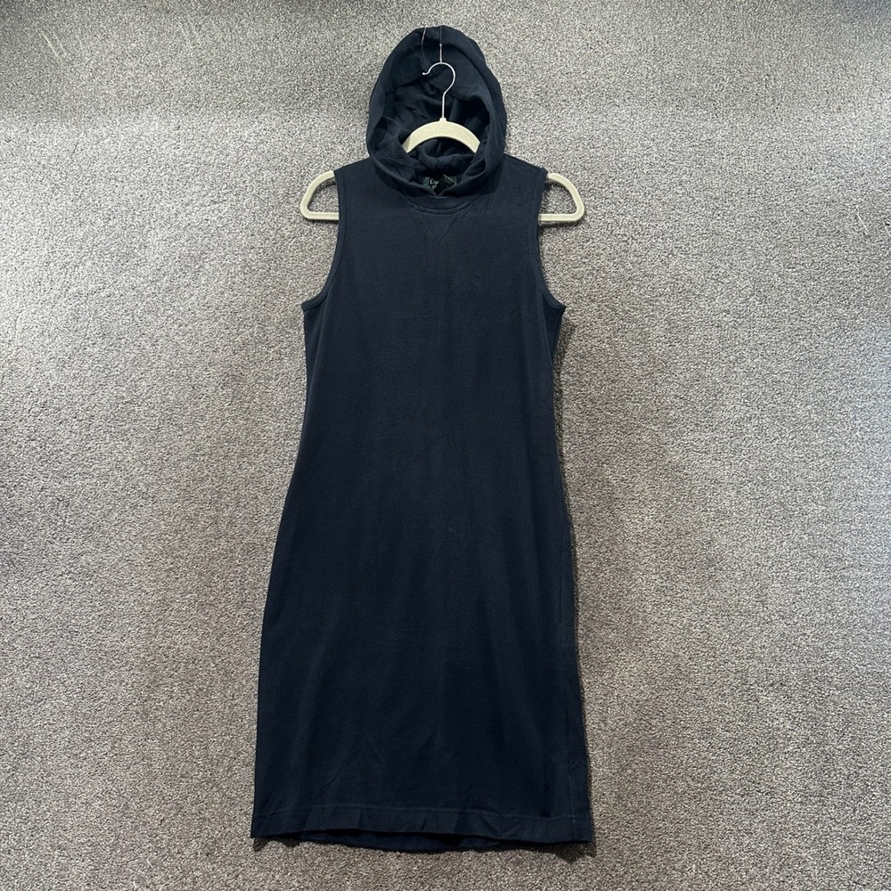 Lauren Ralph Lauren‎ Womens Black Cotton Sleeveless Hooded Midi Dress Size M